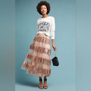 Anthropologie Eva Franco Pink Sparkle Maxi Skirt Size 12